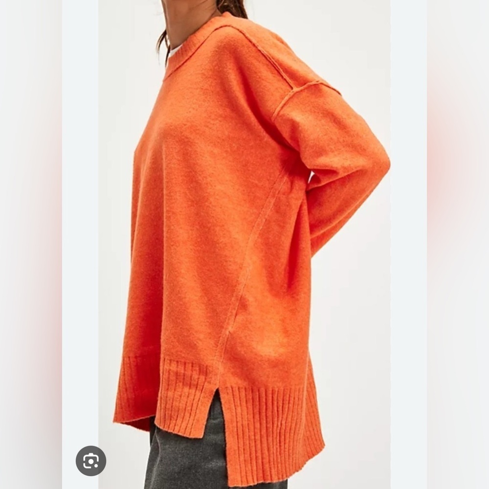 Free people phoebe orange pullover tunic sweater large